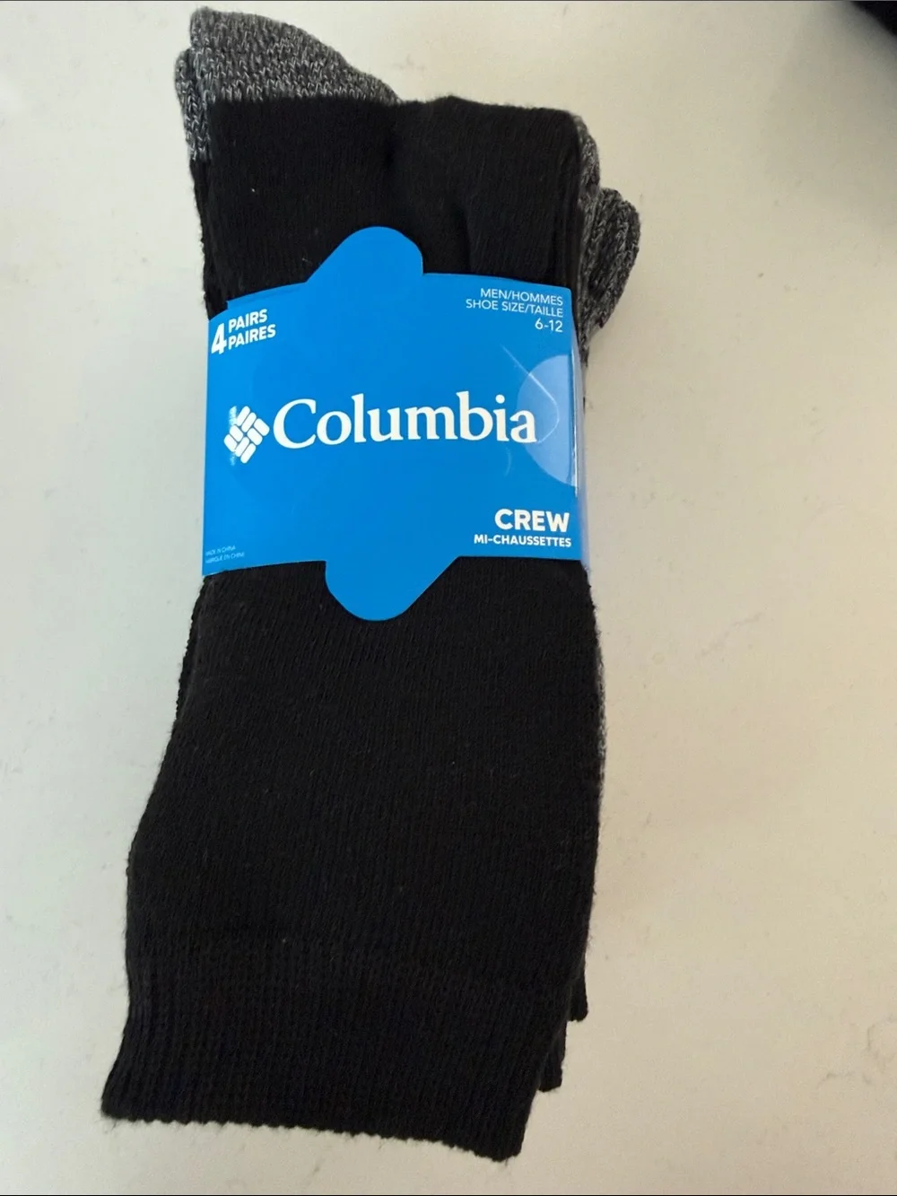 Columbia Men’s Crew Socks - Black & Gray (4 Pack)